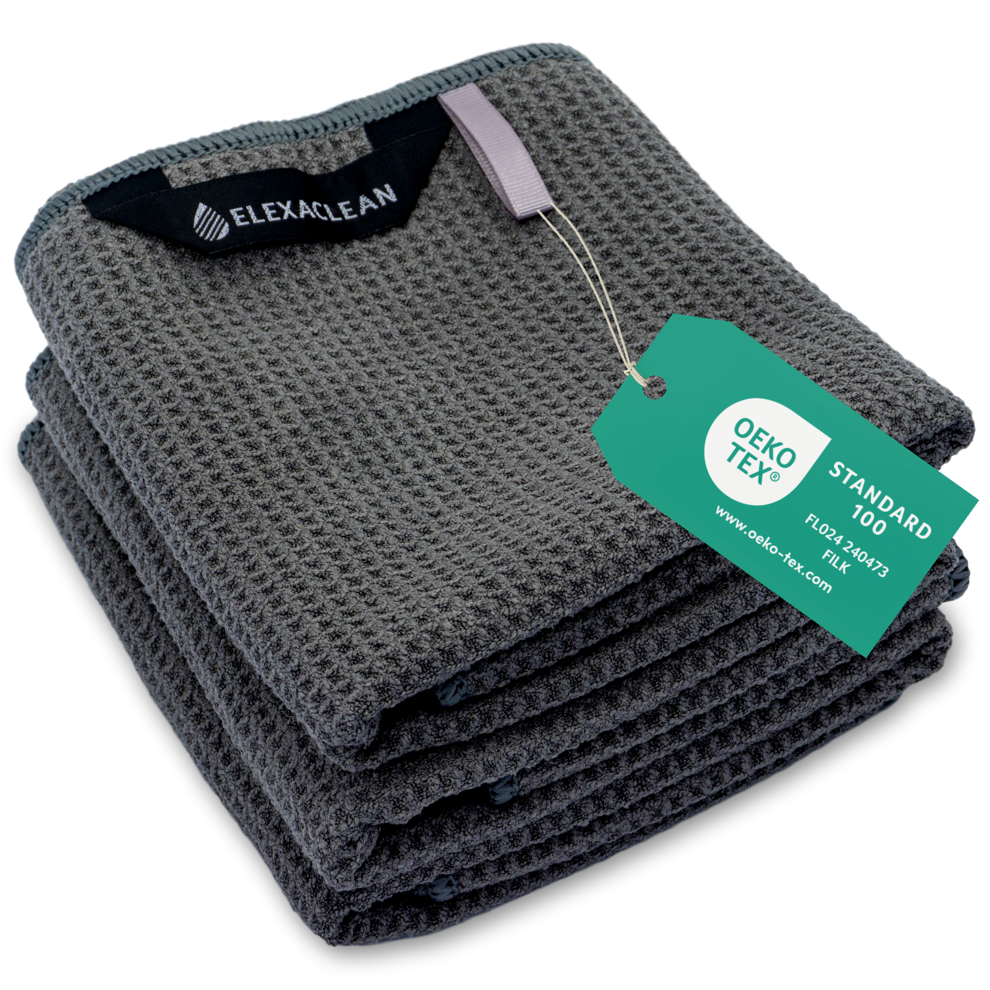 Waffelstruktur Geschirrtücher (Mikrofaser, 3er Set, 68x42 cm, anthrazit)