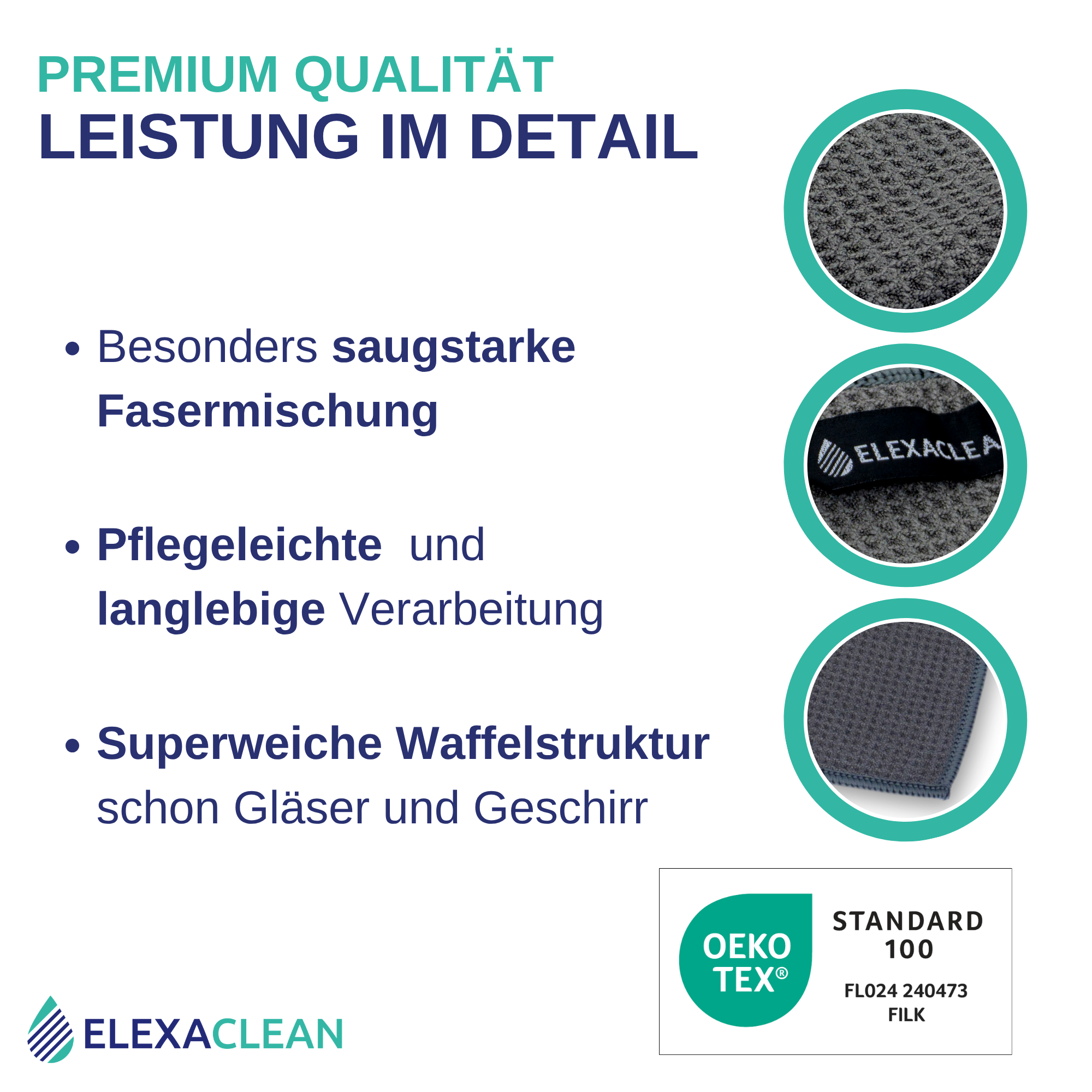 Waffelstruktur Geschirrtücher (Mikrofaser, 3er Set, 68x42 cm, anthrazit) – Bild 2